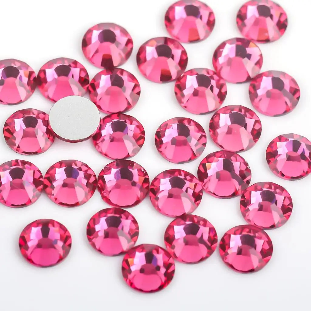 Light Pink & Rose 3D Glass Nail Art Rhinestones – SS3-SS30 Crystal Non-Hotfix Nail Decorations for Manicure Design & DIY Nails