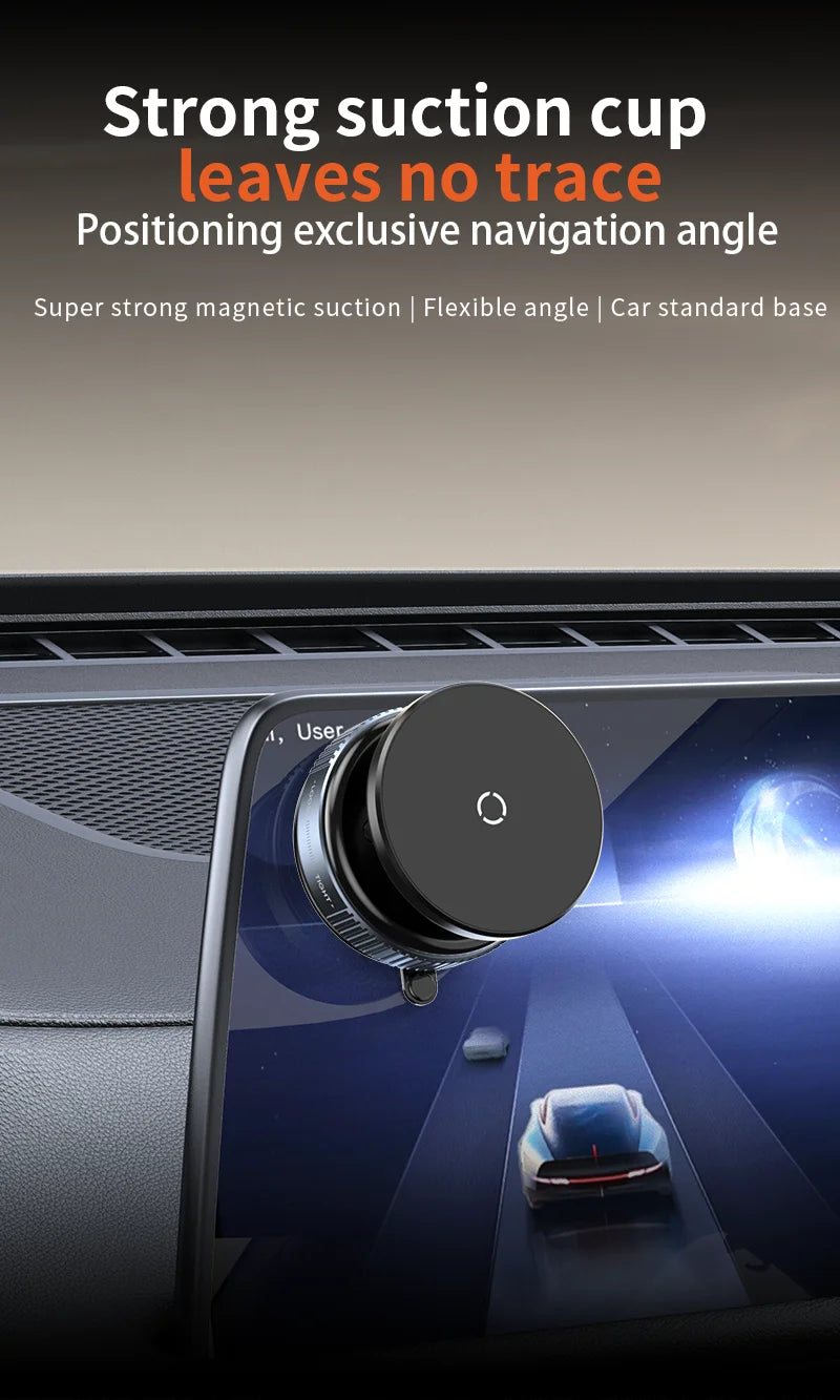 Magnetic Car Phone Mount – 360° Rotation, Vacuum Adsorption with Super Strong Suction for iPhone 12-16 Smartphones