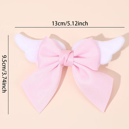 Angel Wings Bow Hair Clips - 2PCS Cute Fluffy Magical Girl Hair Accessories