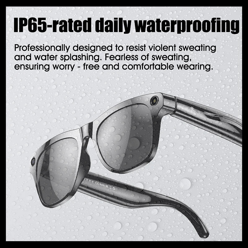 AI Smart Glasses with Camera — Bluetooth Calls, Voice Assistant, Navigation, Waterproof Smart Sports Wearable