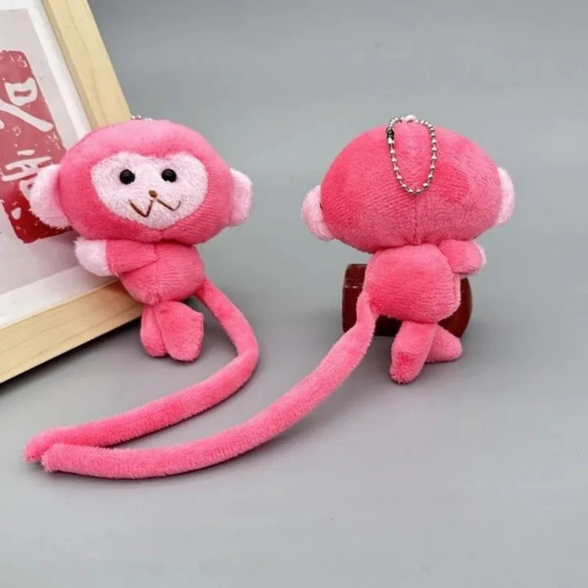 Long Tailed Monkey Plush Keychain - Cute Cartoon DIY Doll Pendant Backpack Accessory Gift for Kids & Girls