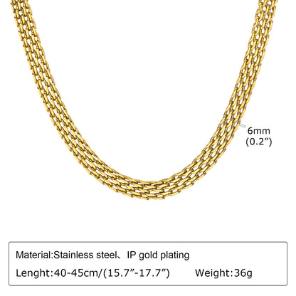 Chunky Gold-Plated Link Necklace — Stainless Steel Oval Chain Choker for Women, Minimalist Jewelry