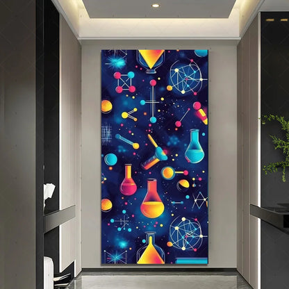 Chemistry Lab Door Cover Backdrop – Science Experiment Party Decoration & Photography Props with Laboratory Equipment Theme