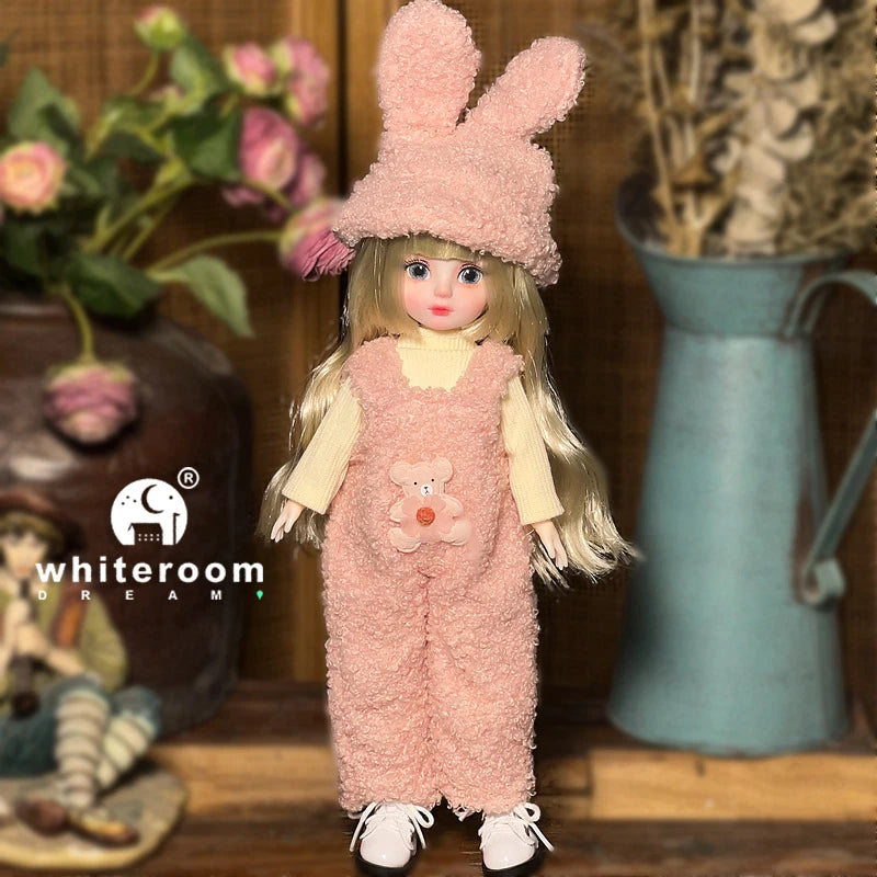 30cm 1/6 BJD Ball Jointed Doll – Starry Gray Eyes with Lolita Fashion Dress, DIY Toy Gift for Girls