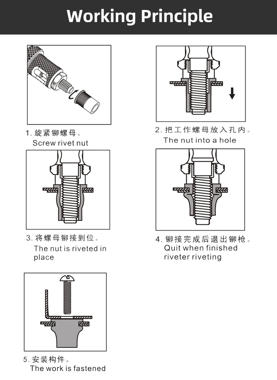 HIFESON Hand Threaded Rivet Nut Gun — Manual Riveter with 70/95/300PCS M3-M12 Nuts for Easy Installation