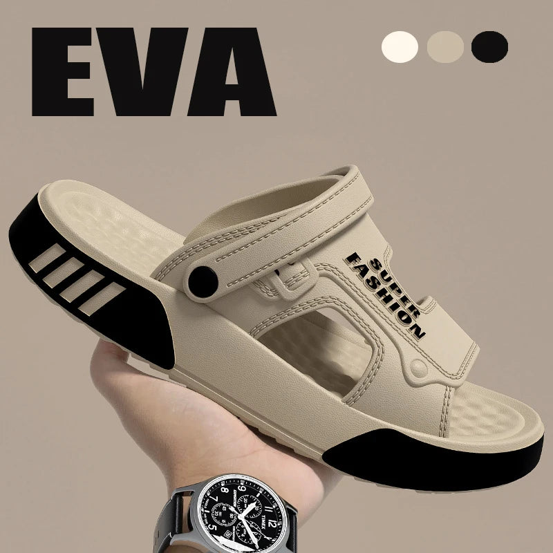 Men’s EVA Platform Slippers - Soft-Soled Summer Slides for Home, Beach & Outdoor Walking