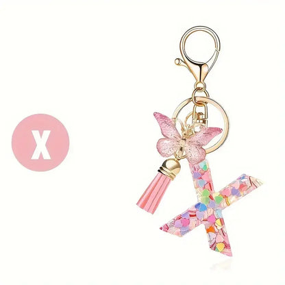 A-Z Letter Keychain - Personalized Metal Initial Pendant for Women, Car Keys & Bag Accessories