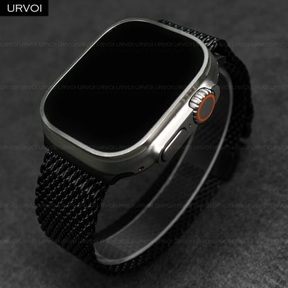 URVOI Stainless Steel Mesh Band for Apple Watch Ultra 2/1, Series 10/9 – 316L Secure Parachute Buckle, 46/49mm
