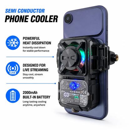 DL23 Semiconductor Phone Cooler - 2000mAh Temperature-Controlled Smartphone Cooler with Digital Display & Dual Mount Holes