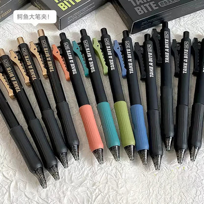 4-Piece Alligator Clip Gel Pen Set - 0.5mm Black Ink Retractable Quick-Dry Cute Pens for Students & Gifts