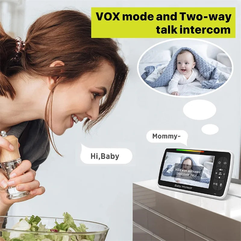 Babystar 5" Video Baby Monitor — Remote Pan-Tilt-Zoom Camera with Two-Way Audio, VOX Mode, and Lullabies