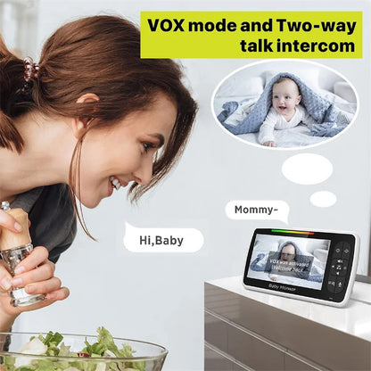 Babystar 5" Video Baby Monitor — Remote Pan-Tilt-Zoom Camera with Two-Way Audio, VOX Mode, and Lullabies