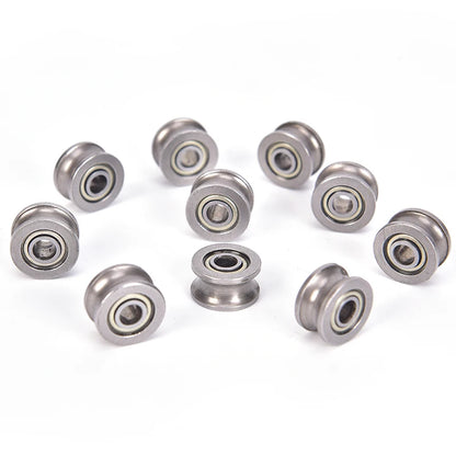 10pcs U624ZZ U Groove Ball Bearings - 4x13x7mm Guide Pulley for Rail Track Linear Motion