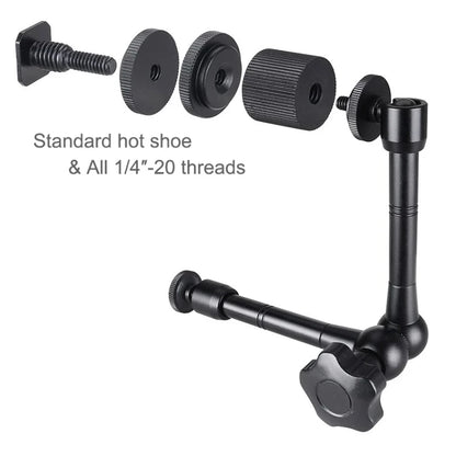 Super Clamp with 7"/11" Adjustable Magic Arm | Articulating Mount for Monitor, LED Light, DSLR Camera, Flash & LCD Video Gear