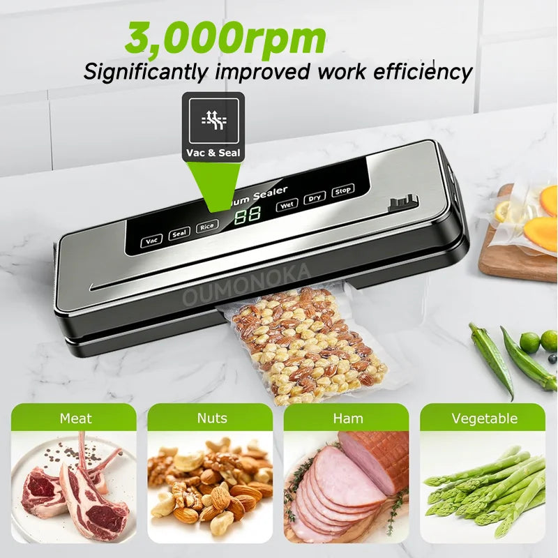 Portable Vacuum Sealer for Food Storage – Kitchen Gadget Air Compressor Plastic Bag Sealer Vacuum Packaging Machine for Home Use