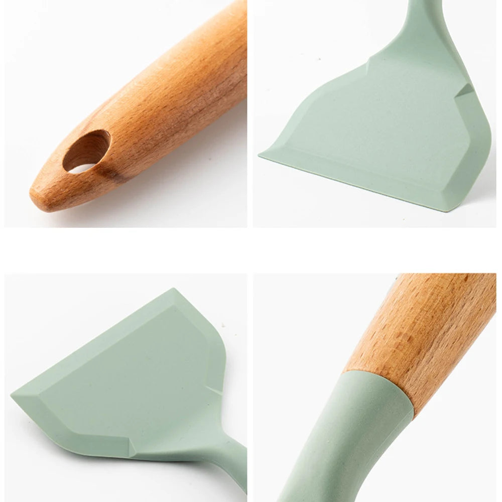 Non-Stick Silicone Spatula - Wide Kitchen Scraper for Cooking Beef, Meat, Eggs, Pizza - Kitchenware Cooking Utensils