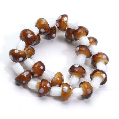 20pcs Lampwork Glass Mushroom Beads - Colorful Loose Beads for DIY Jewelry Making, Handmade Crafts & Accessories