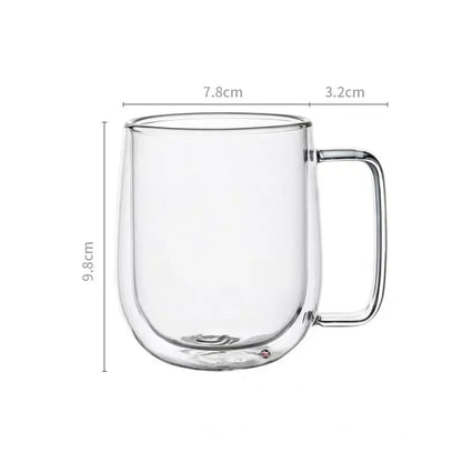 150-350ml Heat Resistant Borosilicate Glass Mug – Double Wall Coffee Cup with Handle, Clear Milk & Water Cup Gift