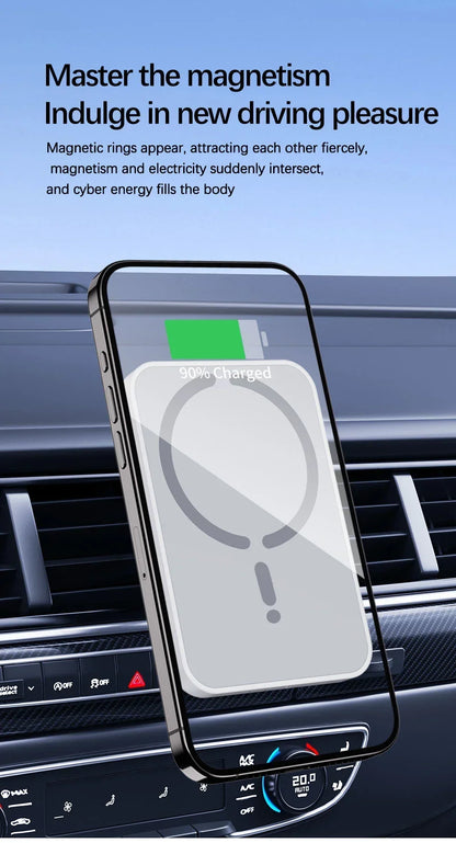 100W Magnetic Wireless Car Charger & Air Outlet Phone Holder — Fast Charging Station for iPhone 16/15/14/13/12 Pro Max