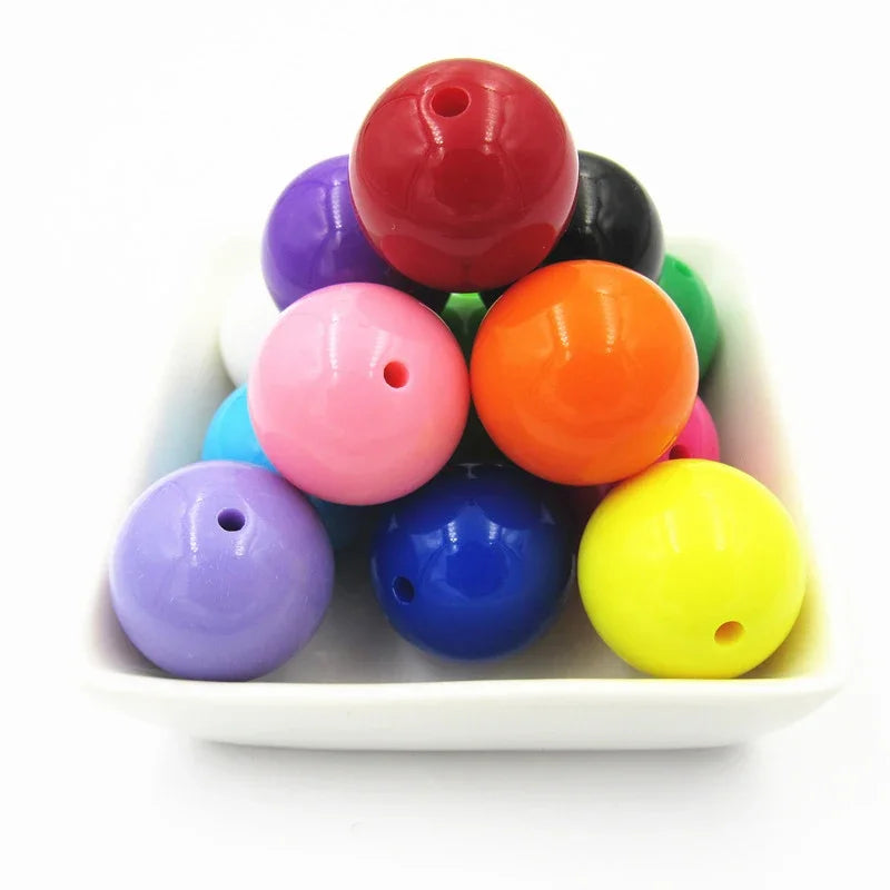 Acrylic Chunky Round Beads - 6mm to 20mm Solid Bubblegum Beads for DIY Handmade Jewelry & Craft Making