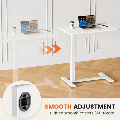 Overbed Bedside Table – Adjustable Height Sofa Table with Hidden Wheels for Laptop & Mobile Use