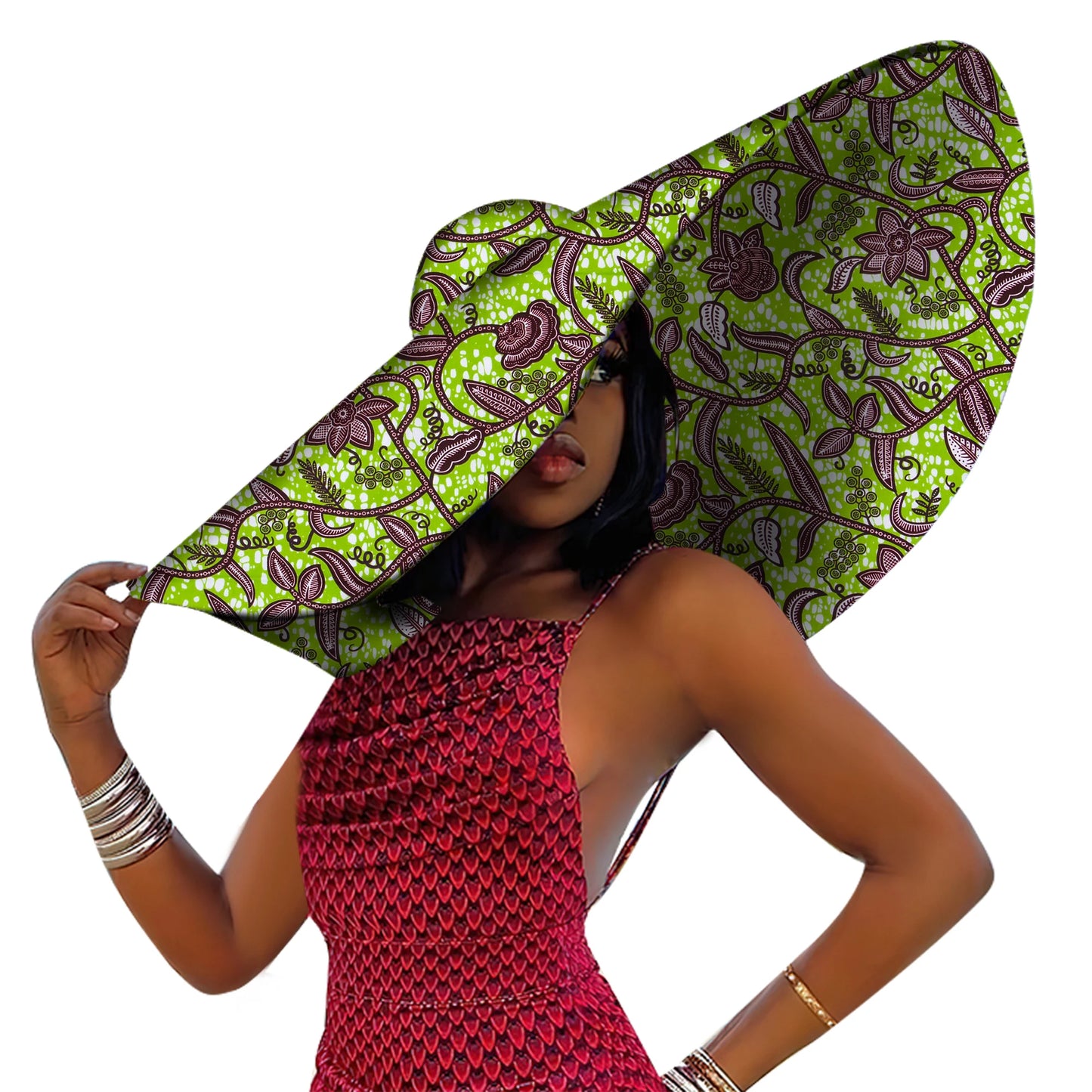 African Ankara Sun Hat - Women's Large Brim Summer Beach Hat