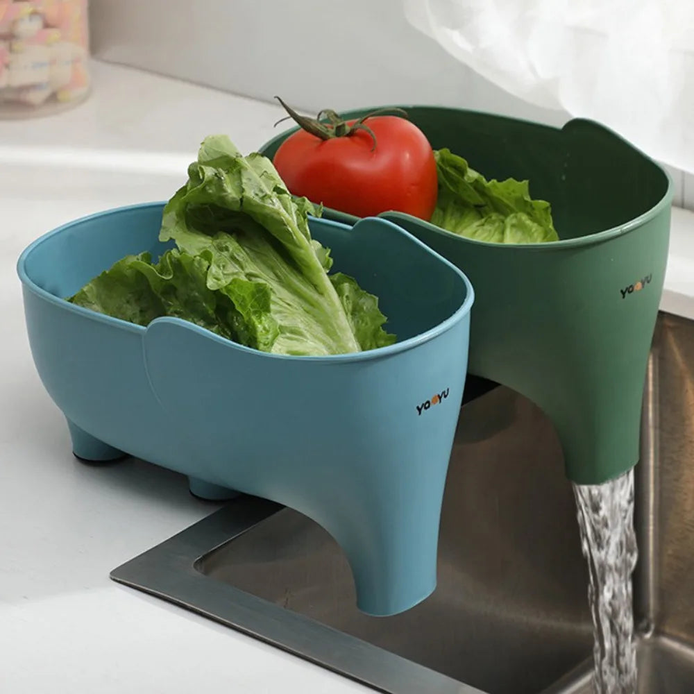 Elephant Sink Strainer Basket – Multipurpose Hanging Drain Rack for Fruits & Vegetables, Kitchen Washing & Storage Organizer Accessories