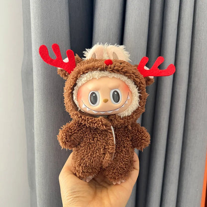 17cm Labubu Santa Christmas Outfit Set for Gen1–3 Vinyl Dolls – Festive Costume & Accessories