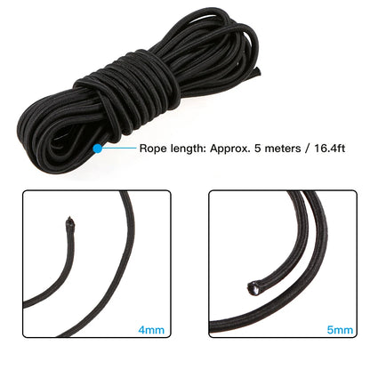 5 Meters 4mm/5mm Kayak Elastic Bungee Cord – Paddle Holder, Deck Rigging & Rear Securing Rope for Boats