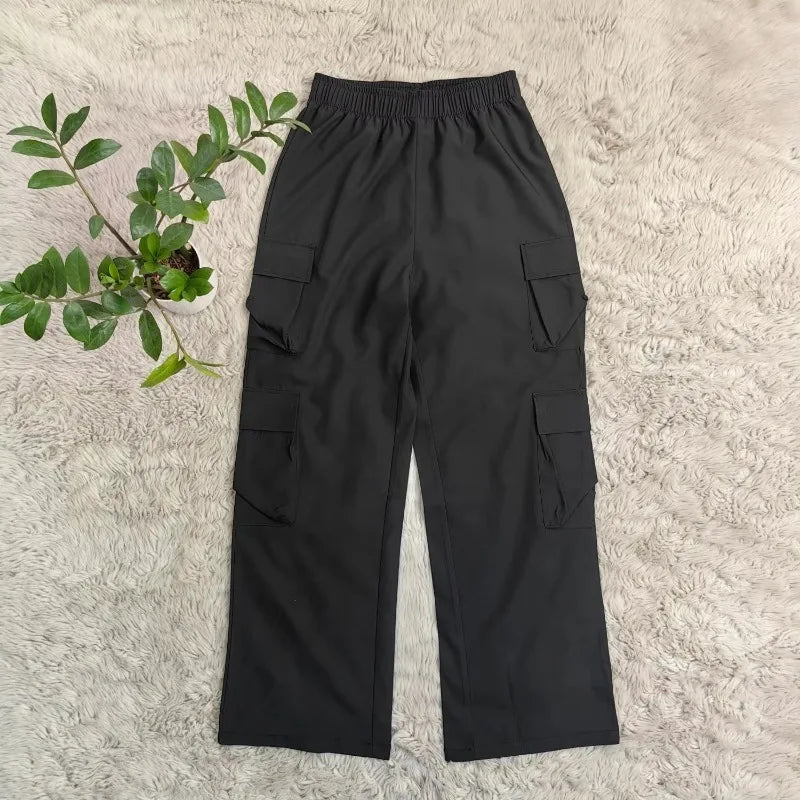 Women’s Straight Cargo Pants – High Waist Baggy Trousers, Wide Leg Y2K Streetwear with Pockets, Casual Vintage Fashion