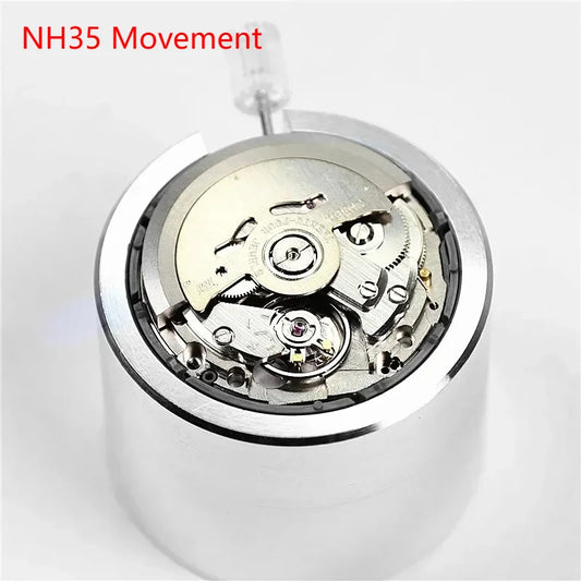 Original NH35A Automatic Mechanical Watch Movement – Crown at 3/3.8/6, Black Date Wheel, 24 Jewels Self-Winding Watch Repair Replacement Module