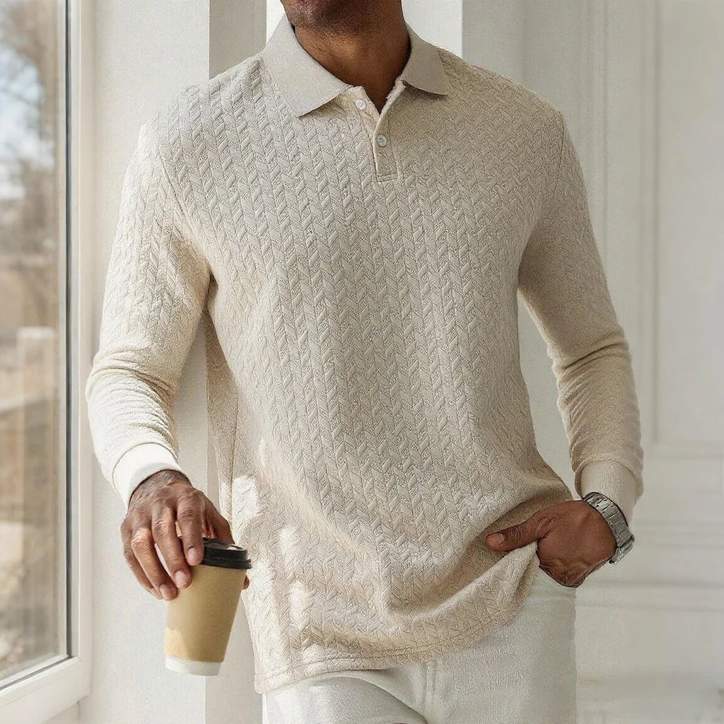 Men’s Long Sleeve Polo Shirt - High Quality Business Casual T-Shirt for Office and Fashion Style
