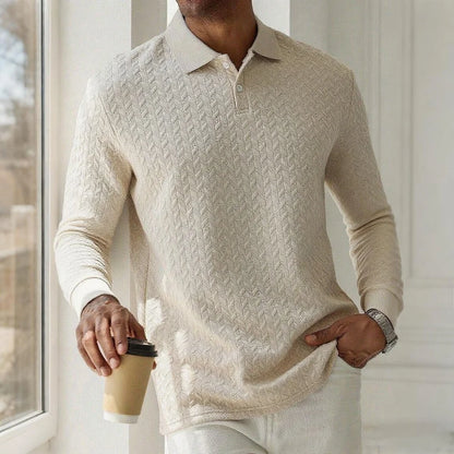 Men’s Long Sleeve Polo Shirt - High Quality Business Casual T-Shirt for Office and Fashion Style