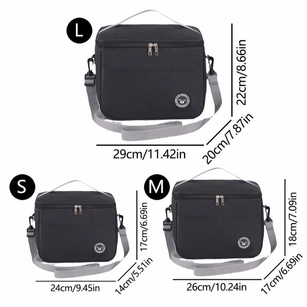 Insulated Handheld Lunch Bag with Shoulder Strap – Thickened Waterproof Student Lunch Box Tote