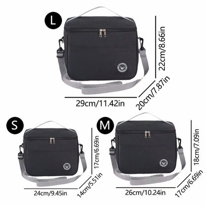 Insulated Handheld Lunch Bag with Shoulder Strap – Thickened Waterproof Student Lunch Box Tote