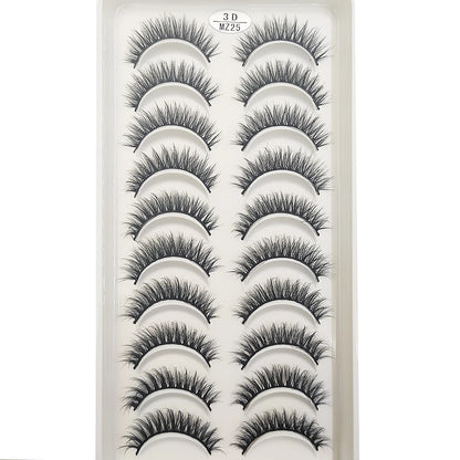 10 Pairs 3D Mink False Eyelashes – Soft Natural Cross Messy Dense Lash Extensions Makeup