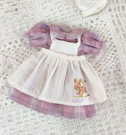 Blythe Doll Clothes – Wine Red & White Princess Dress with Lace for YMY, Licca, Azone OB24/OB27 Dolls