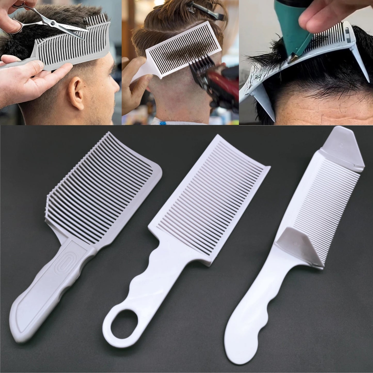 Barber Hair Comb Kit 1/2/3pcs – Flat Top & Fade Styling Comb for Men’s Haircuts
