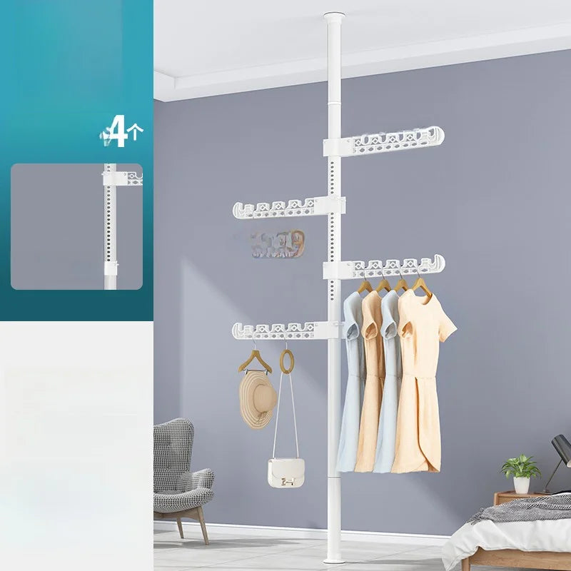High-Bearing Floor-to-Ceiling Clothes Drying Rod — Indoor Hanging Rack, No Drilling Required