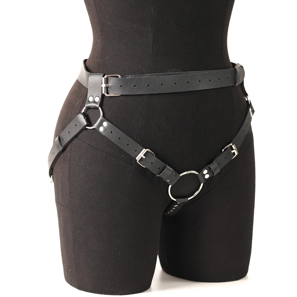 Punk Gothic PU Leather Waist & Thigh Harness - Adjustable Men's Body Strap Accessory for Festivals, Carnivals & Streetwear