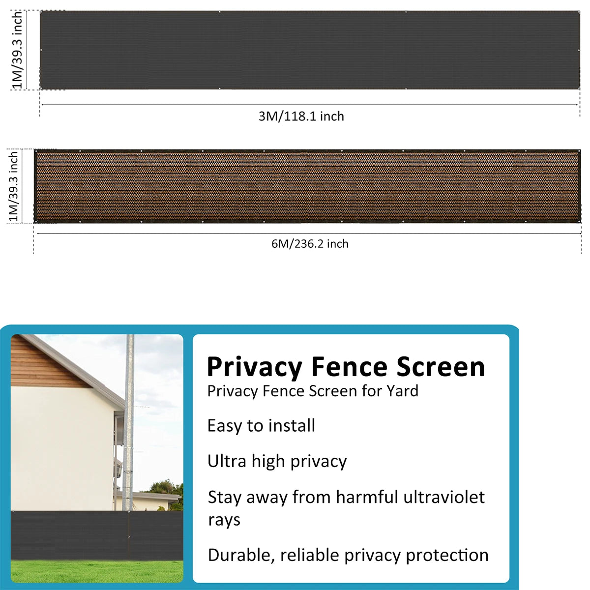Balcony Privacy Fence Netting – 1×3m / 1×6m Sun Shade Mesh Screen Cover for Garden, Courtyard & Outdoor Fence Protection (1–2 PCS)