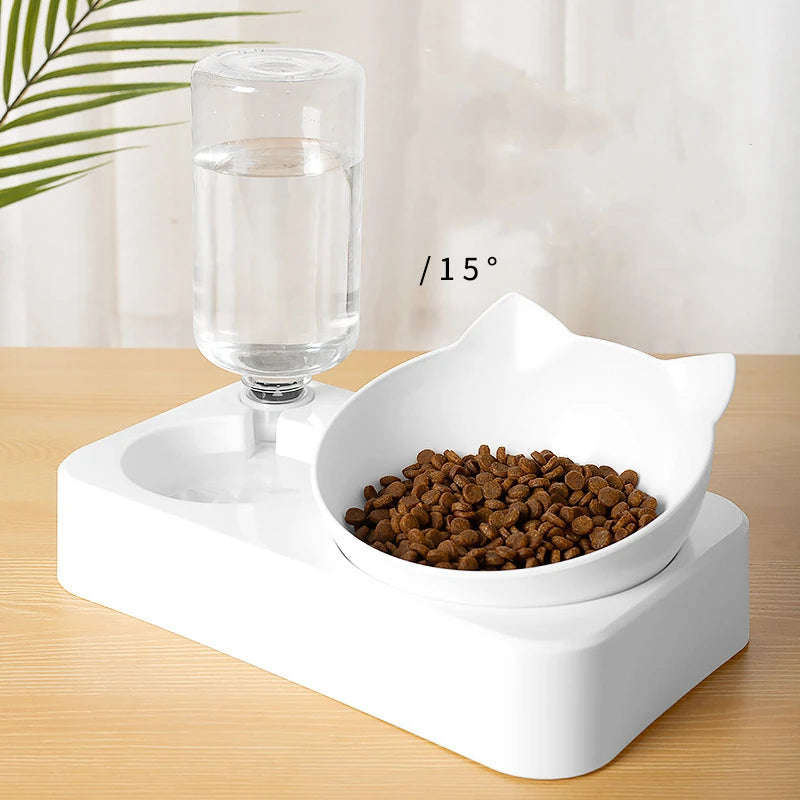 2 in 1 Pet Feeder – Automatic Water Dispenser with Removable Stainless Steel Bowls for Dogs and Cats