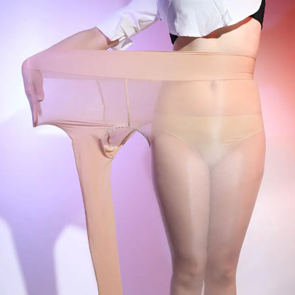 Super Elastic Large-Size Women’s Nylon Tights – Sexy Shiny Pantyhose, Closed & Open Crotch Transparent Silk Stockings up to 100kg