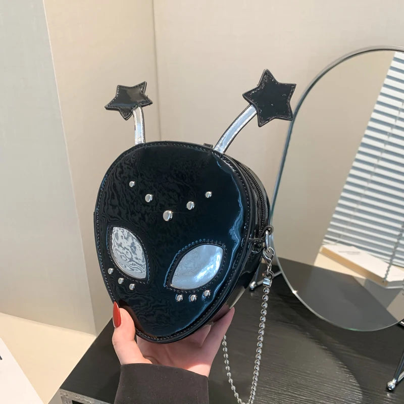 Alien Pattern PU Leather Shoulder Bag – Halloween Chic Crossbody Messenger Purse for Women & Girls