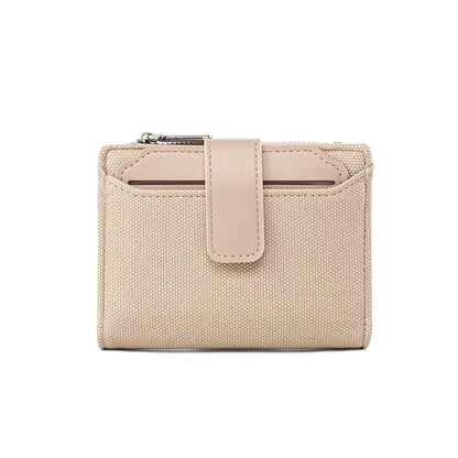 Fashionable Women’s Folding Short Wallet — High-Quality PU Leather Solid Color Purse with Zipper Coin Pocket & Card Holder