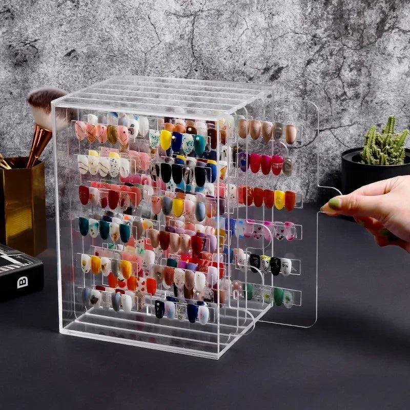 5 Layer Acrylic Nail Display Stand - Transparent Dustproof Manicure Color Card Holder for Salon & Home Use