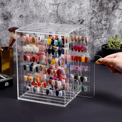 5 Layer Acrylic Nail Display Stand - Transparent Dustproof Manicure Color Card Holder for Salon & Home Use