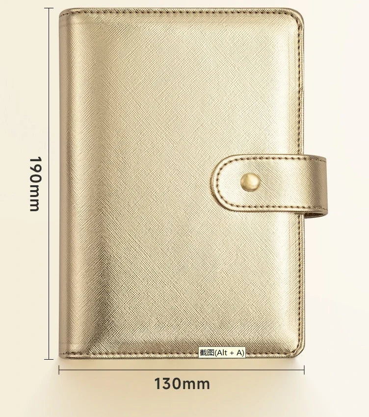 A6 Gold Ring Budget Planner Binder – Gold, Purple & Black with Zipper Cash Envelopes for Money Organization