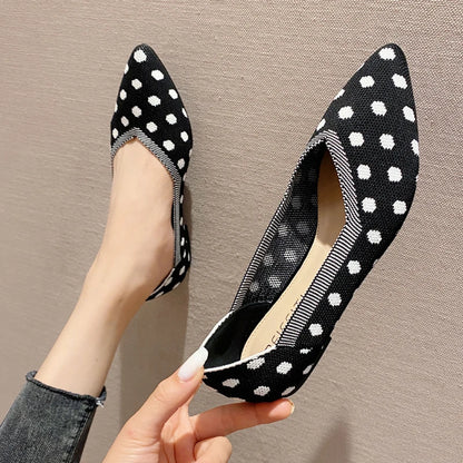 Women’s Pointed Flat Shoes - Comfortable Knitted Elastic Casual Fashion Shoes for Spring & Autumn Wear