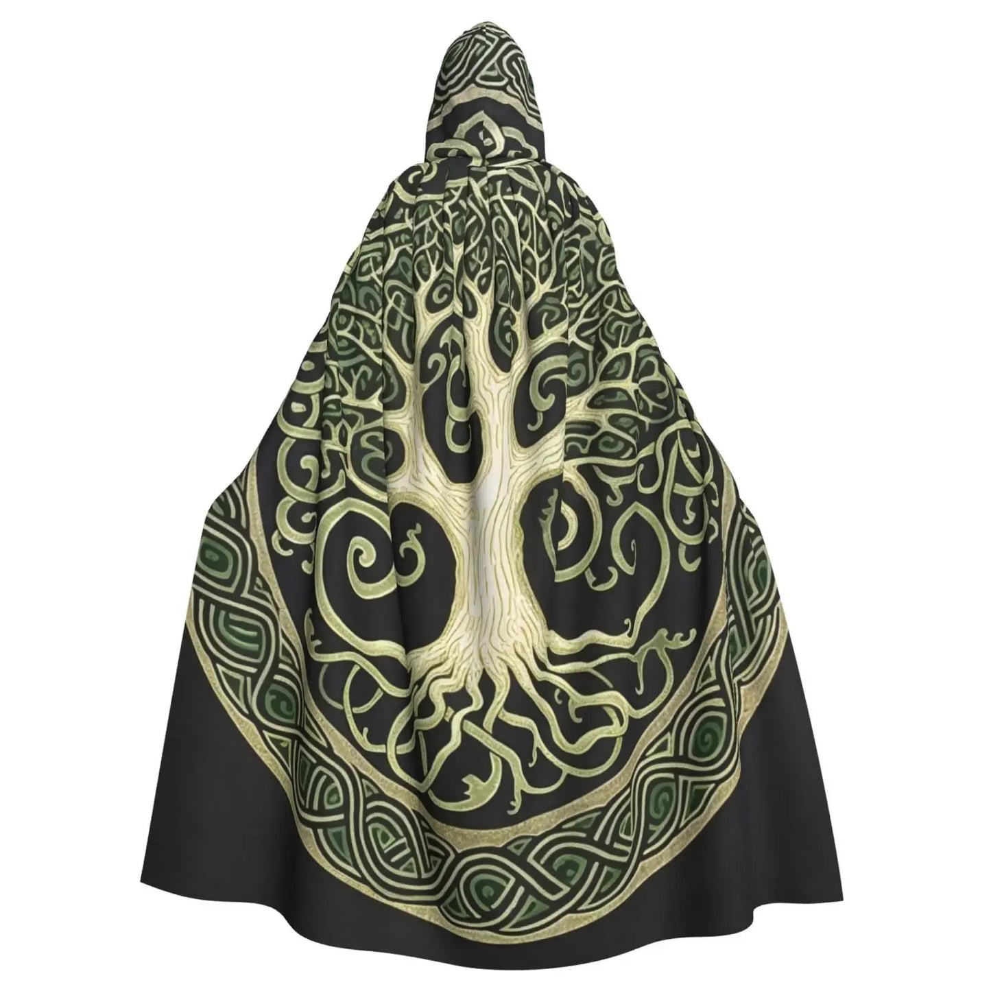 Tree of Life Celtic Cloak – Hooded Medieval Costume for Adults, Witch, Wicca, Vampire & Elf Purim Carnival Party